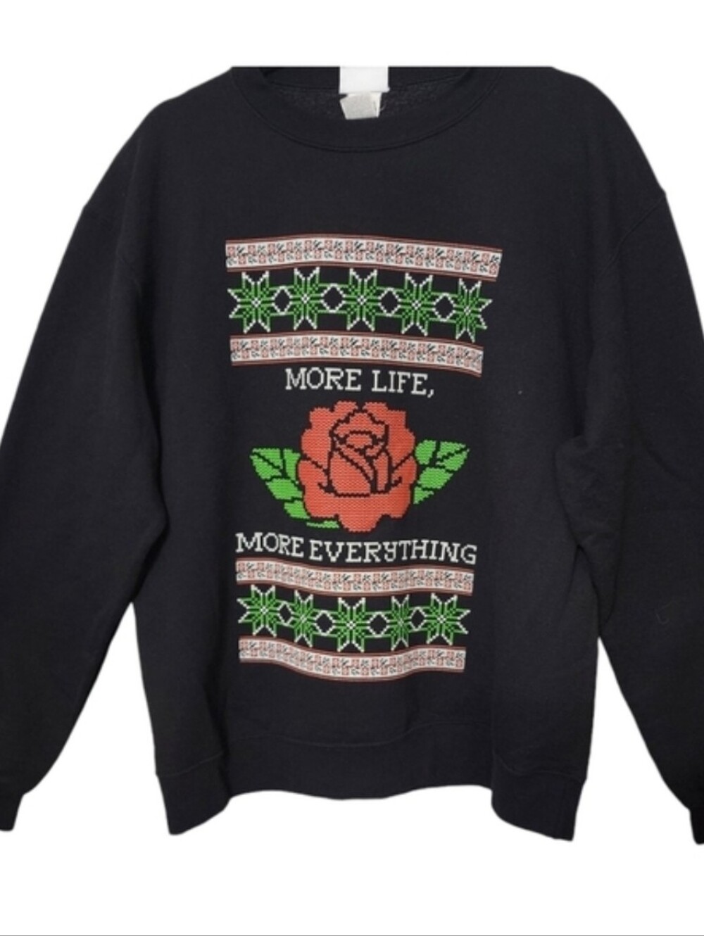 Champion Graphic Sweatshirt Black Holiday MORE LIFE Size L Christmas